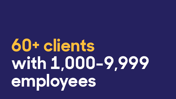 60+ clients with 1,000 to 9,999 employees